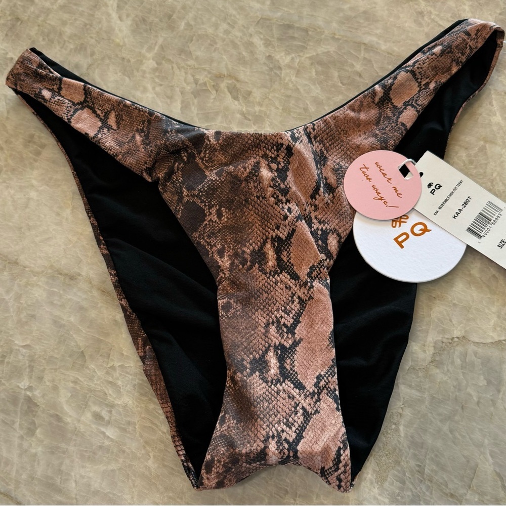 New Pilyq PQ Swim Kaa/Midnight Reversible‎ High Cut Bikini Bottom - Picture 4 of 8